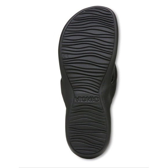 Vionic Lida‎ Thong Post Sandal Arch Support Womens 6 Medium Black New - Picture 5 of 9